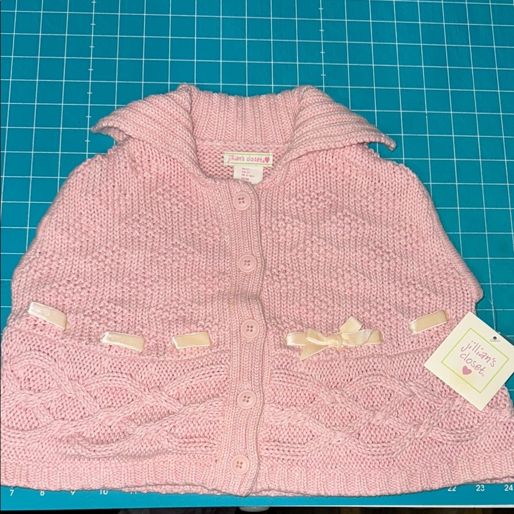 Jillians Closet Toddler Kids Pink Button Front Sweater Jacket Poncho Size 3T